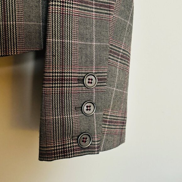 Nicole Benisti Point Zero Plaid One button Hip Length Blazer Peplum Back - Picture 5 of 13